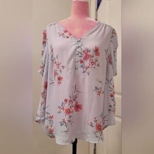 Torrid 3/4 Sleeve **Harper Blouse** Purple Gray